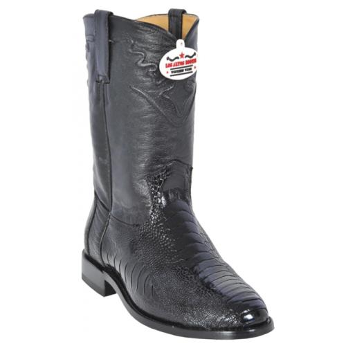 Los Altos Black Genuine All-Over Ostrich Leg Cowboy Boots 800505